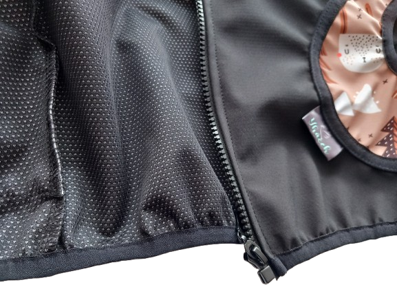 Vnitřní vrstva letní bundy - detail softshell bez podšívky